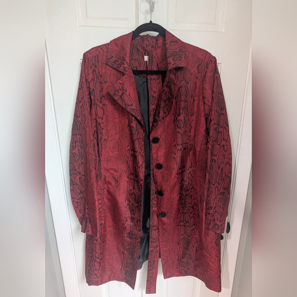 Chico's Vibrant Red and Black Snake Print Jacket